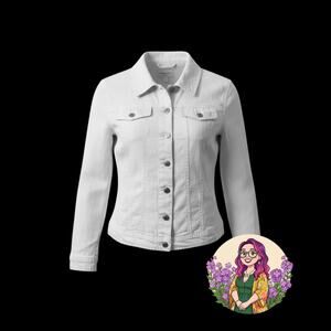 Dylan White Cotton Denim Button Up Jacket Womens XL Casual Shacket Modern